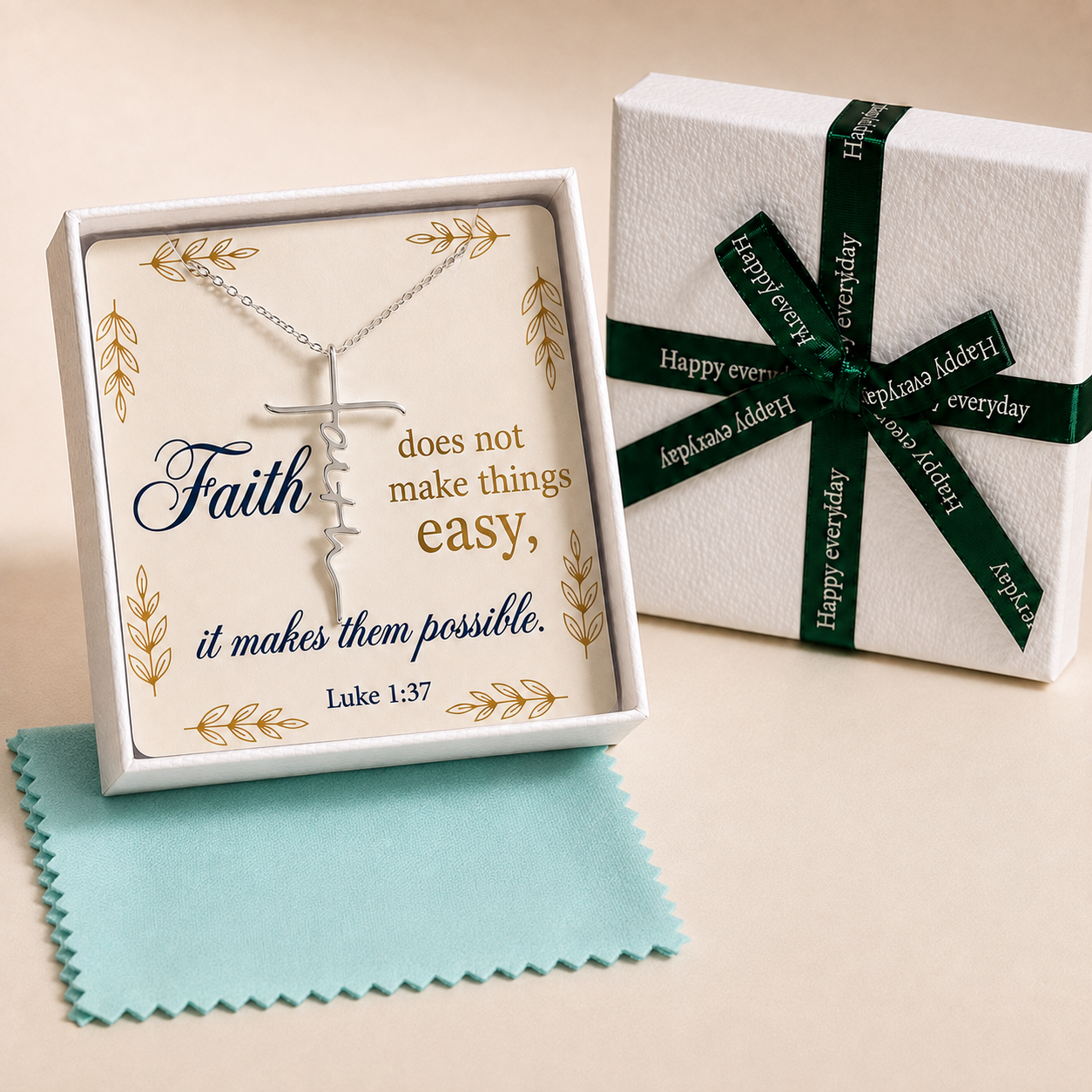 Faith Makes It Possible necklace. The word Faith forms the cross.